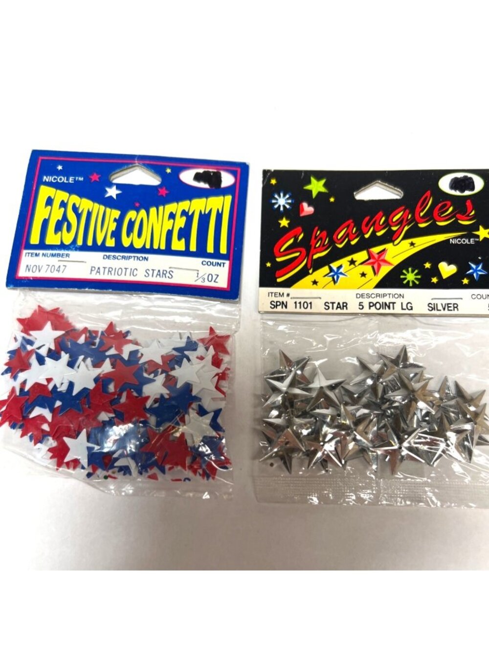 Festive Patriotic Stars Confetti & Spangles Silver 5-Point Large Stars Craft Sup